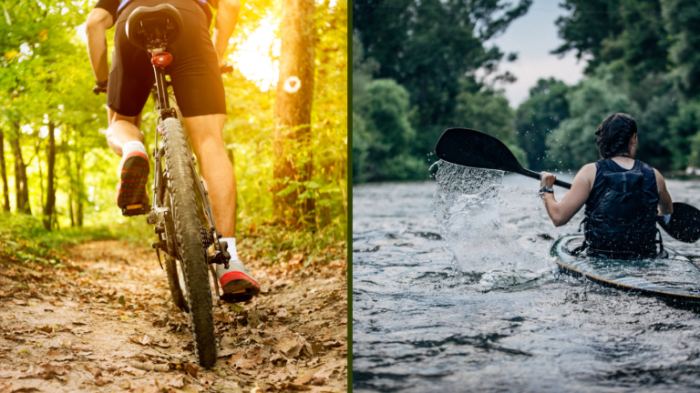 Cycling or kayaking are great ways to relax actively Cycling or kayaking are great ways to relax actively