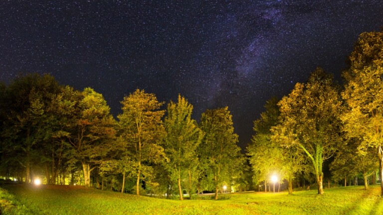 Star-filled sky above Plitvice Lakes Star-filled sky above Plitvice Lakes