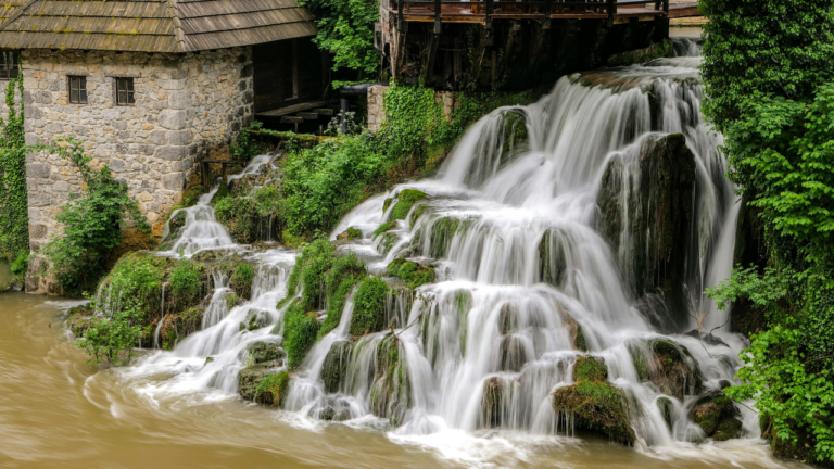 Rastoke: waterfalls by a watermill Rastoke: waterfalls by a watermill